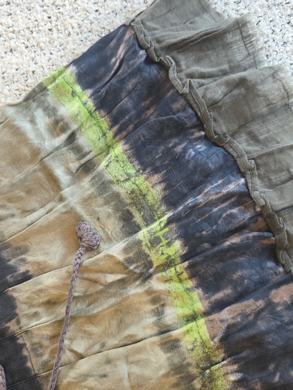 Free People Boho Tie Dye Ruffle Mini Skirt Smocked Waist Festival Fairy Grunge - Picture 4 of 10